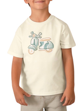 Camiseta Mayoral Vespa branca para menino.