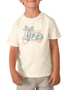 Camiseta Mayoral Vespa branca para menino.