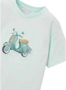 Camiseta Mayoral Vespa turquesa para menino