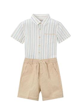 Conjunto bermuda de linho Mocca.