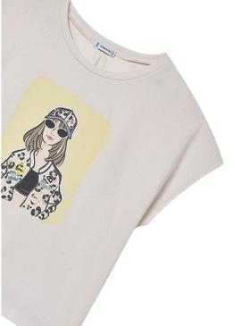 Camiseta Mayoral Girl branco sujo para menina