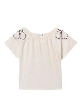 Camisa Mayoral de bambula bege para menina.
