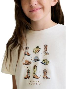 Camiseta Mayoral rodeo branca para menina.