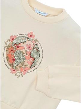 Moletom Mayoral Planet bege para menina.