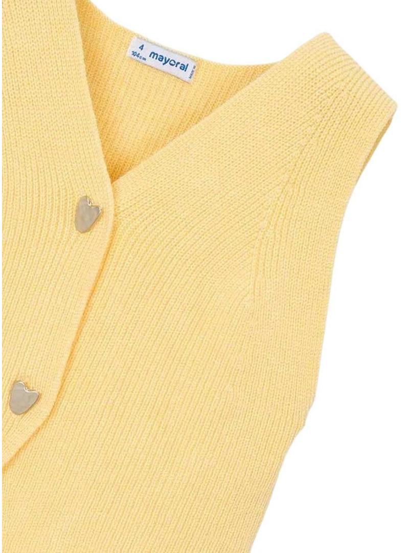 Colete Mayoral tricot amarelo para menina.