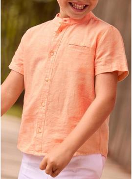 Camisa Mayoral mao lino laranja para criança