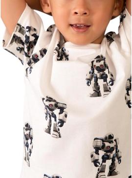 Camiseta Mayoral Robots branco para menino.