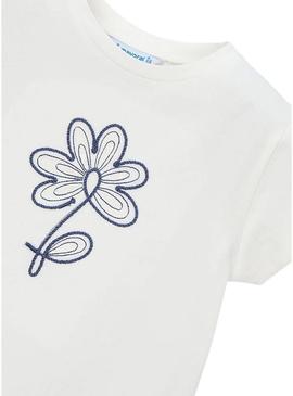 Camiseta Mayoral flor branca para menina