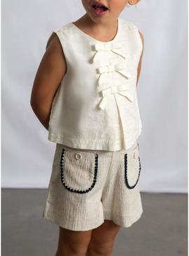 Conjunto Mayoral rosa listrado para menina