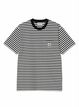 Camiseta Carhartt Ezra listras preto e branco para homem