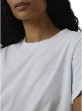 Camiseta básica azul da Levi's para mulher.