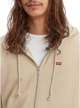Moletom Levis Original Zip bege para homem.