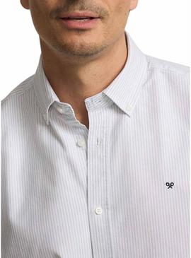 Camisa Silbon oxford listrada azul para homem.