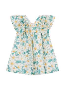 Vestido Mayoral margaridas azul e amarelo para menina
