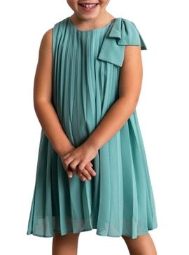 Vestido plissado azul turquesa da Mayoral para menina.