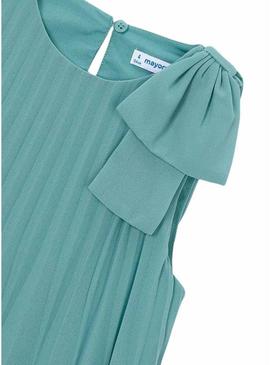 Vestido plissado azul turquesa da Mayoral para menina.