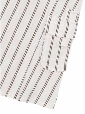 Vestido Mayoral de linho branco com listras para menina