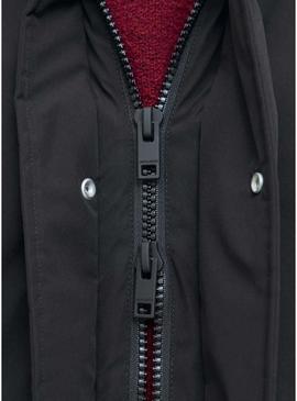Parka Jack and Jones Wood preta para homem.