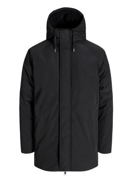 Parka Jack and Jones Wood preta para homem.