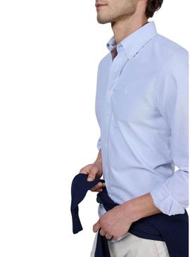 Camisa El Ganso Oxford lisa azul para homem.