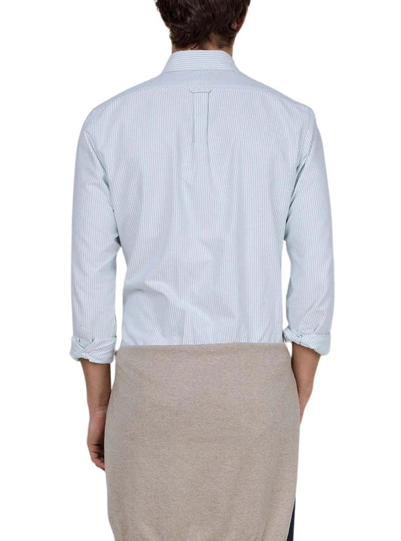 Camisa El Ganso Yale verde e branco listrada para homem.