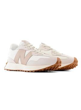 Sapatos New Balance U327 bege para mulher.