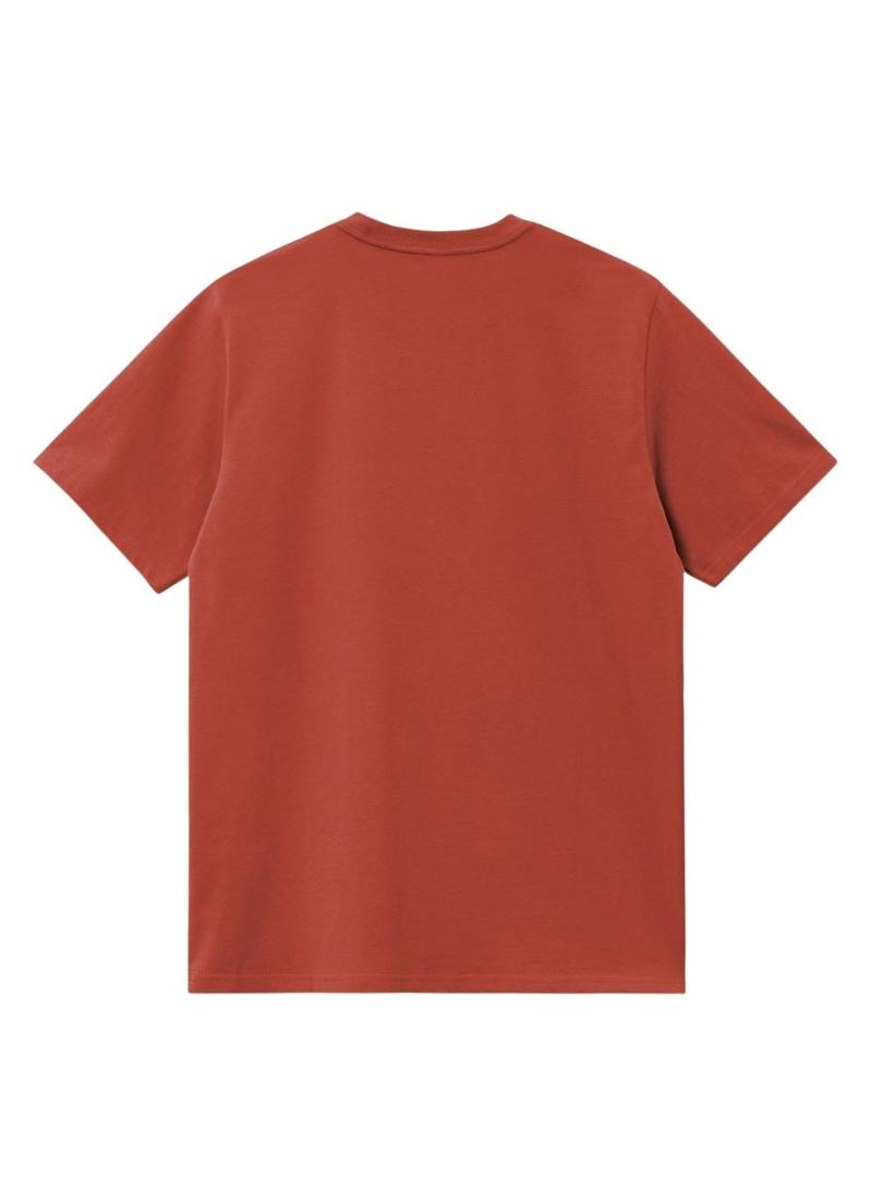Camiseta Carhartt American Script laranja para homem.