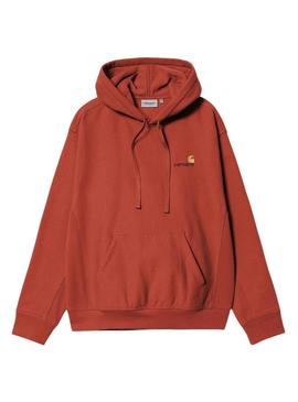Moletom Carhartt American Script laranja para homem.