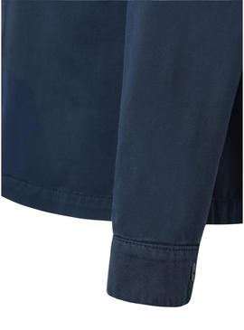 Camisa de manga longa Silbon com remendos azul marinho para homem.