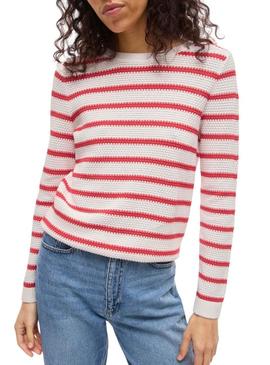 Camisola Vila Vidalo branca e vermelha para mulher