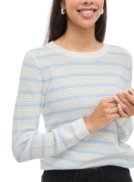 Camisola Vila Vidalo branca e azul para mulher