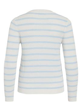 Camisola Vila Vidalo branca e azul para mulher
