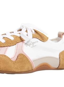 Sapatilhas Pepe Jeans Noa Sporty branco e mostarda para mulher