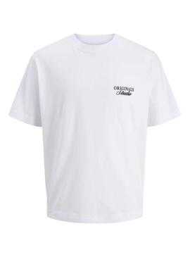 Camiseta Jack and Jones Norrebro branca para homem.