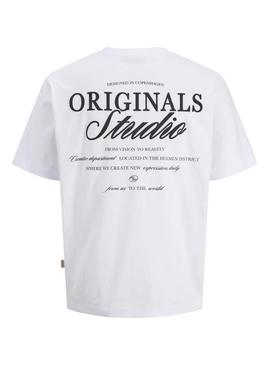 Camiseta Jack and Jones Norrebro branca para homem.