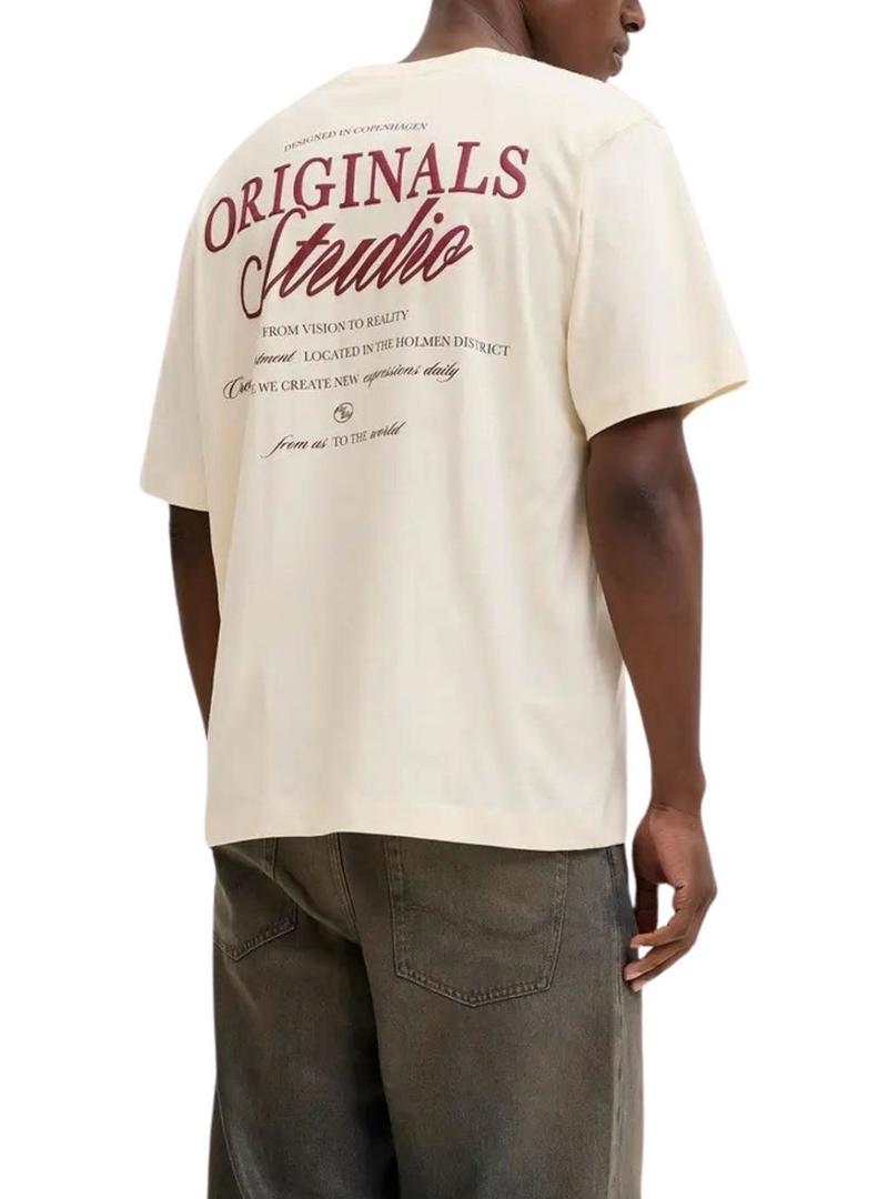 Camiseta Jack and Jones Norrebro bege para homem