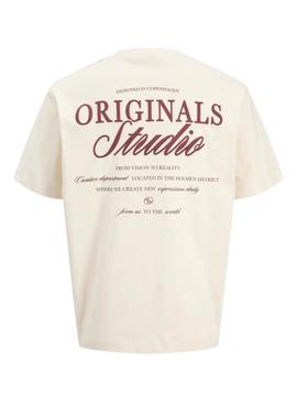 Camiseta Jack and Jones Norrebro bege para homem