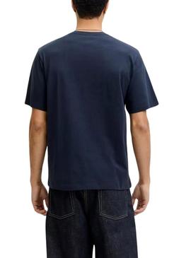 Camiseta Jack and Jones Corp azul marinho para homem.