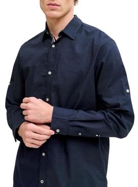 Camisa Jack and Jones Henry azul marinho para homens.