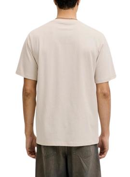 Camiseta Jack and Jones Frank bege para homem.