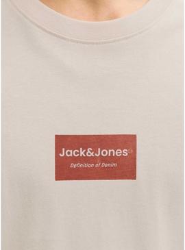 Camiseta Jack and Jones Frank bege para homem.