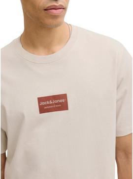 Camiseta Jack and Jones Frank bege para homem.
