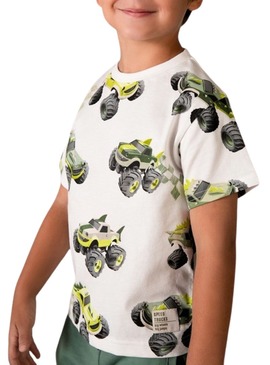 Camiseta Mayoral carros branco para menino