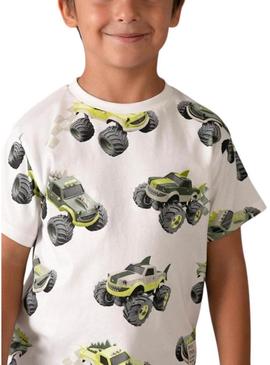 Camiseta Mayoral carros branco para menino