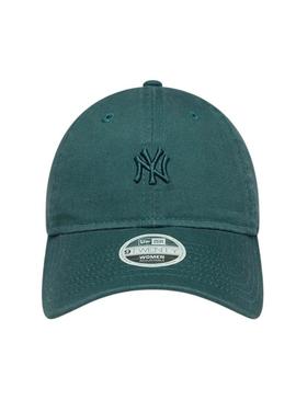 Boné New Era lavado Mini New York Yankees 9TWENTY verde escuro para mulher.