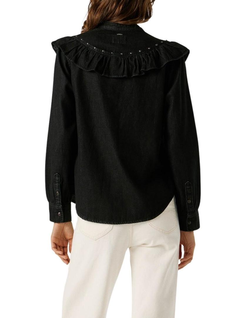 Camisa jeans Pepe Jeans Katia preta para mulher.