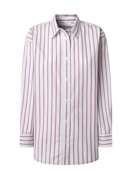 Blusa às riscas Pepe Jeans Lenoir rosa e branco para mulher