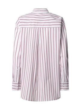 Blusa às riscas Pepe Jeans Lenoir rosa e branco para mulher