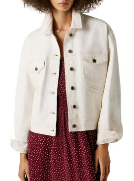 Jaqueta jeans Pepe Jeans relaxed branca para mulher.