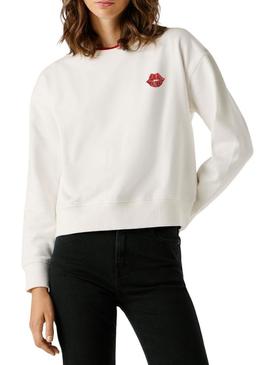 Moletom Pepe Jeans Letha branco para mulher.